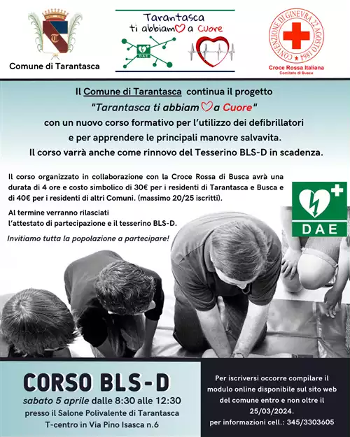 TARANTASCA TI ABBIAMO A CUORE: NUOVO CORSO BLS-D APERTO A TUTTI