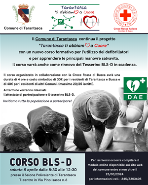 TARANTASCA TI ABBIAMO A CUORE: NUOVO CORSO BLS-D APERTO A TUTTI