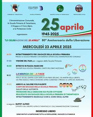 80° ANNIVERSARIO DELLA LIBERAZIONE - CELEBRAZIONI DEL 25 APRILE