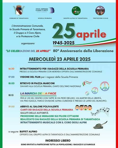 80° ANNIVERSARIO DELLA LIBERAZIONE - CELEBRAZIONI DEL 25 APRILE