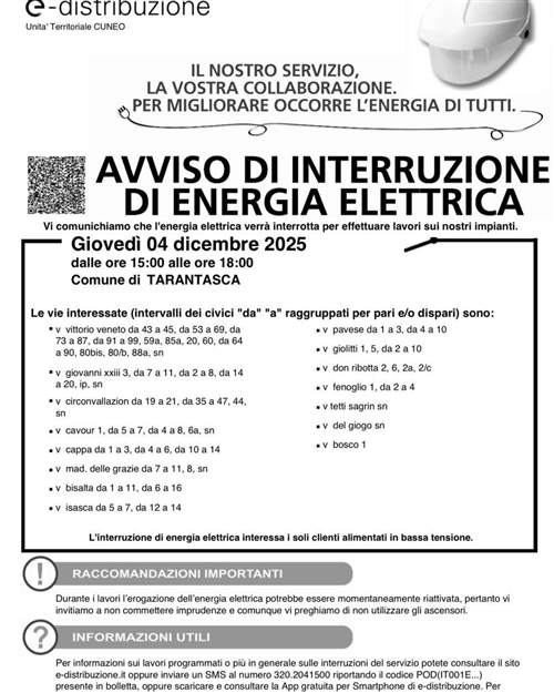 Disservizi energia elettrica " E - Distribuzione".