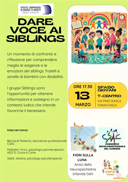 DARE VOCE AI SIBLINGS: UN EVENTO PER GENITORI ED INSEGNANTI