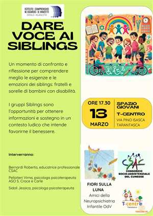 DARE VOCE AI SIBLINGS: UN EVENTO PER GENITORI ED INSEGNANTI