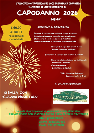 Capodanno 2026 a Tarantasca