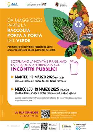 A TARANTASCA PARTE LA RACCOLTA DIFFERENZIATA DEL VERDE "PORTA A PORTA"